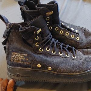 Nike SF AF1 Mid Obsidian Metallic Gold mens 8.5